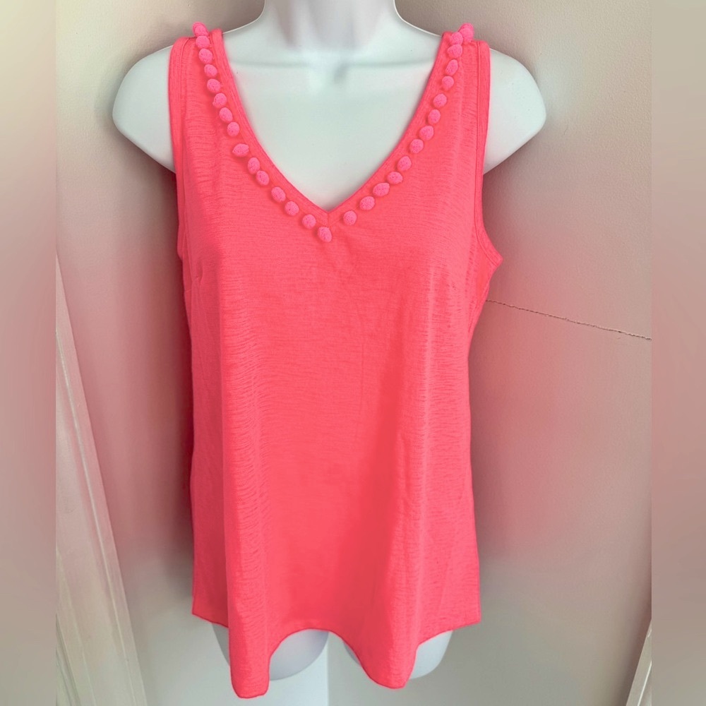 Lilly Pulitzer GiGi Pom Pom Top in “Love Potion Pink” Size S